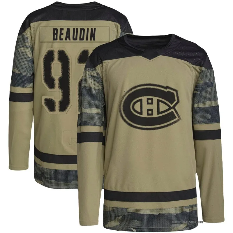 Camo Youth Nicolas Beaudin Montreal Canadiens Authentic Military Appreciation Practice Jersey