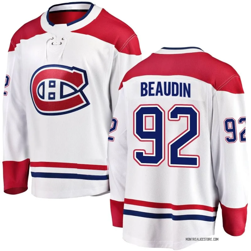 White Youth Nicolas Beaudin Montreal Canadiens Breakaway Away Jersey